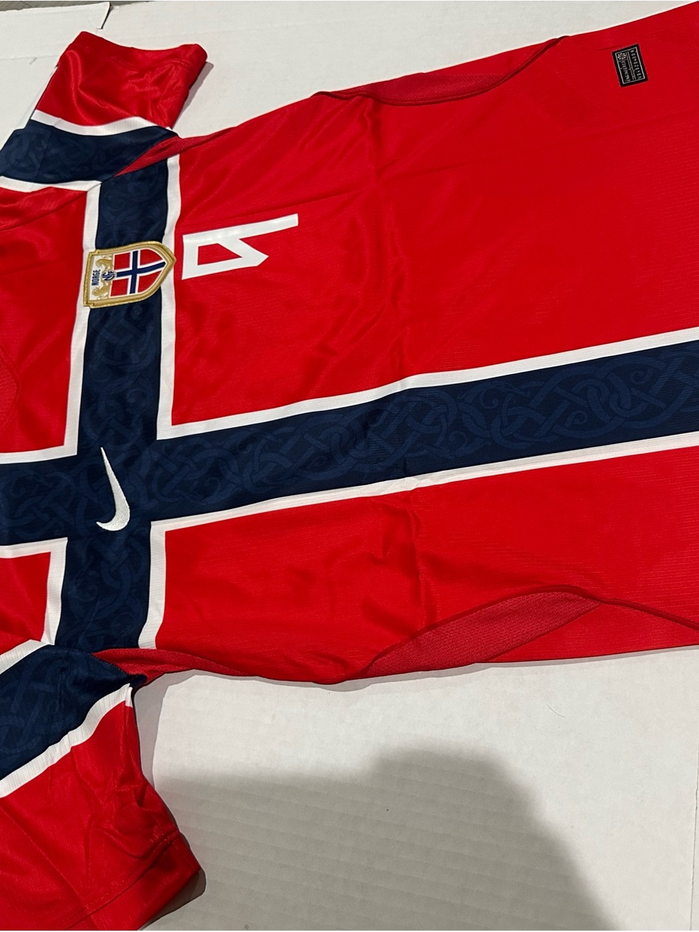 Nike Red and Navy Norway soccer Jersey